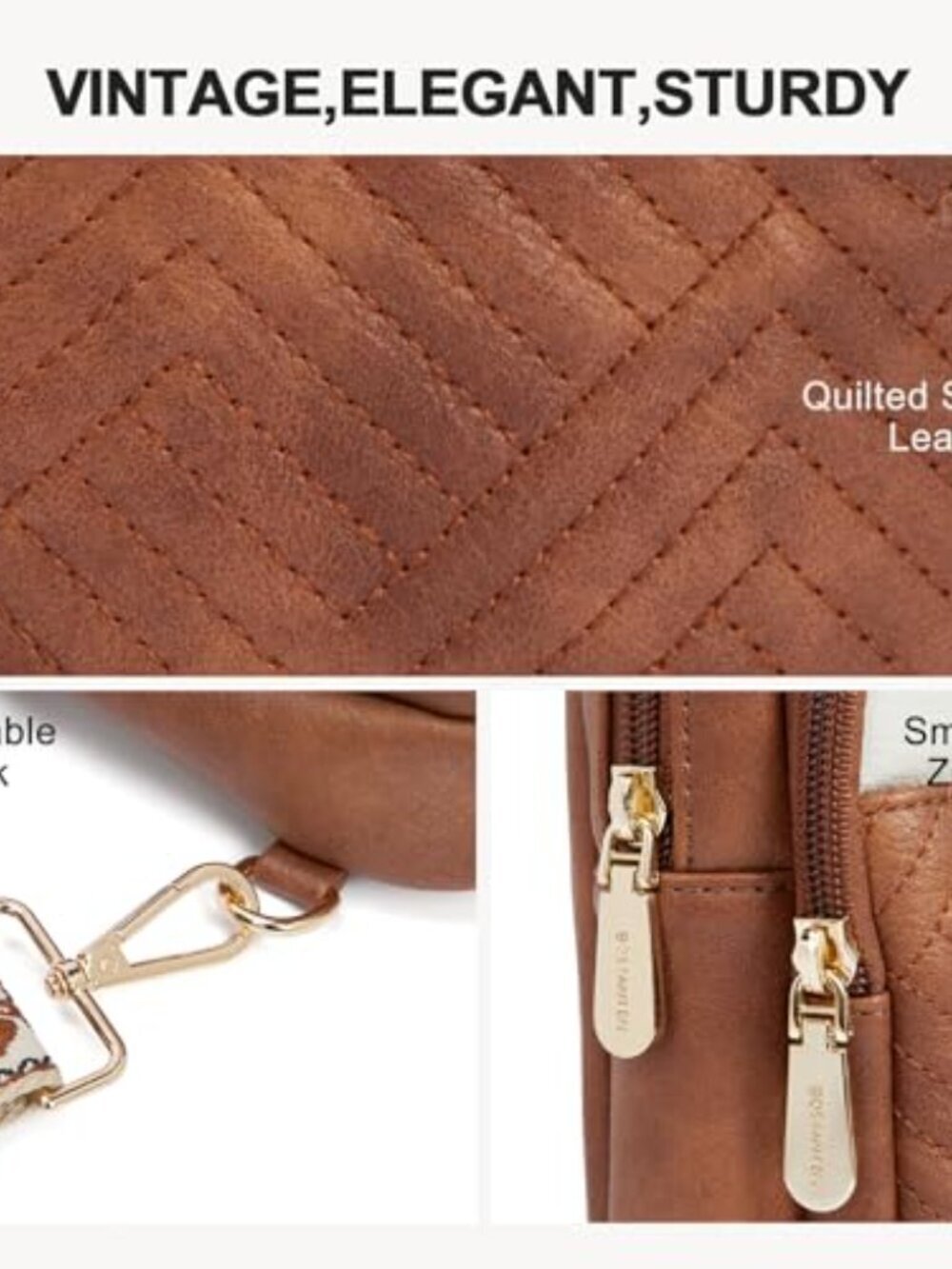 🆕 BOSTANTEN Sling Bag Quilted Crossbody Bags for Women Cross Body Purse Leather - Picture 5 of 8